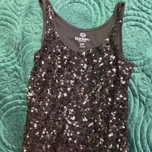 Black, sequined tank top size small